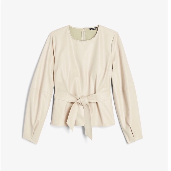 EXPRESS - Faux Vegan Leather Top - Belted - Tag Removed - Picture 2 of 11